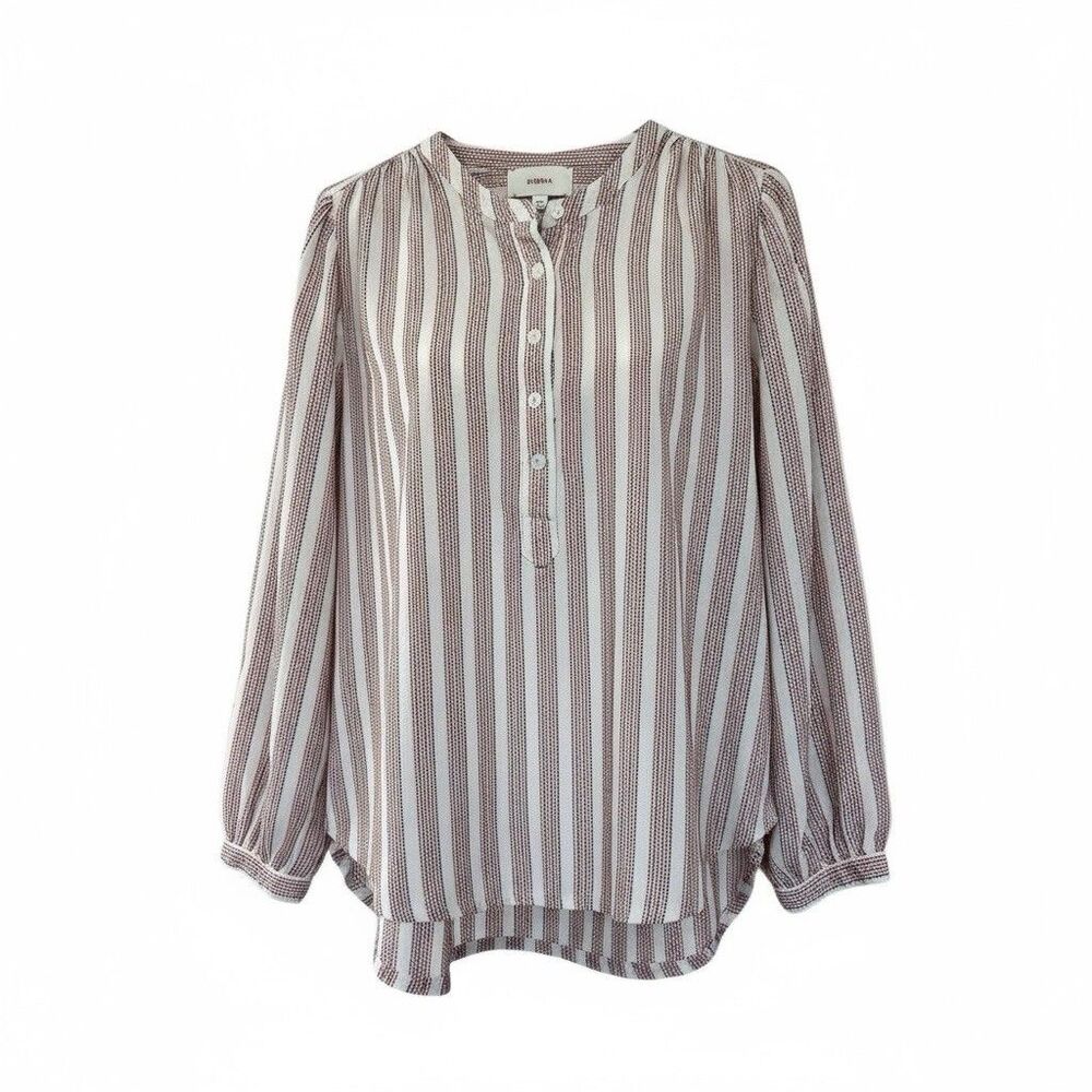Xirena Huntley Stripe Balloon Sleeve Peasant Boho Top Blouse Size Medium Classic